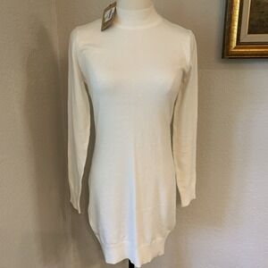 NWT Ivory Mock Neck Long Sweater/Short Dress Women's Small Super Soft Boutique